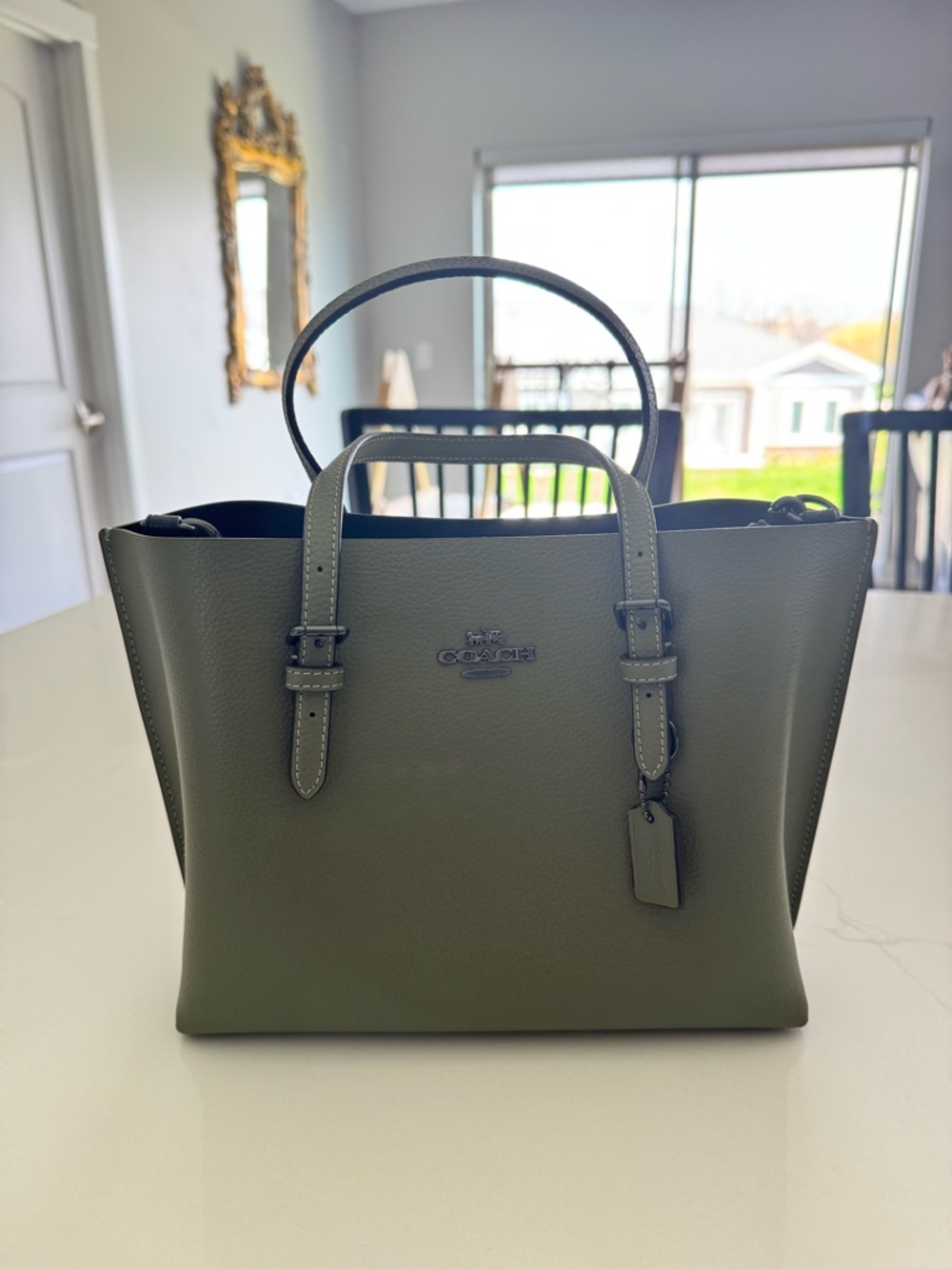 Coach Olive Green Pebbled Leather Tote